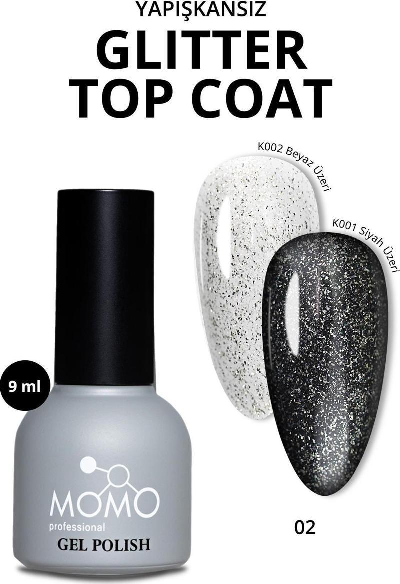 Protez Tırnak Kalıcı Oje Glitter Top Coat 02, Gümüş Sim, 9 ml