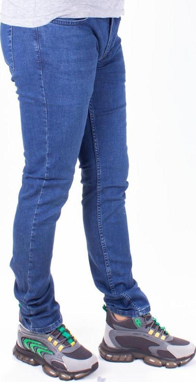 Perm 9133-157 Mavi Düşük Bel Dar Paça Erkek Jeans Pantolon