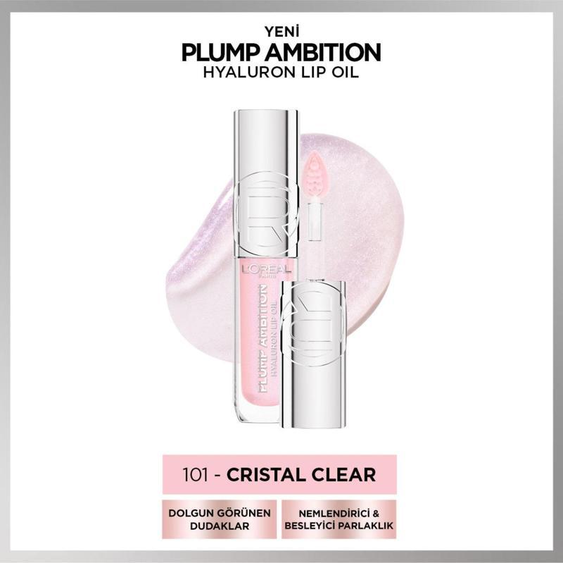 Plump Ambition Hyaluron Lip Oil Besleyici ve Nemlendirici Dudak Parlatıcısı - 101 Cristal Clear