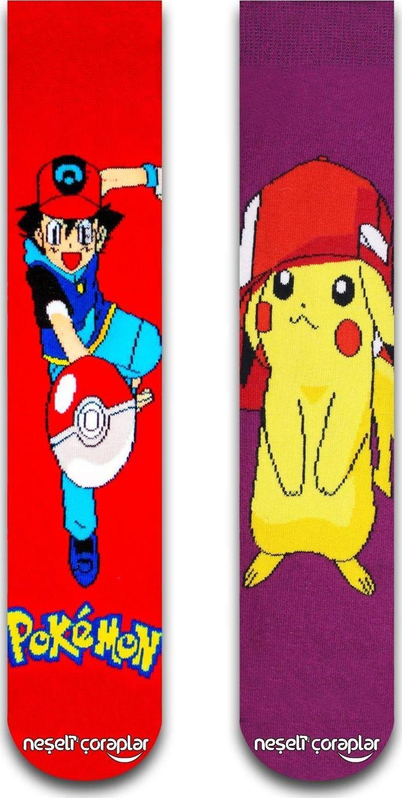 2'Li Pokemon & Pikaçu Renkli Çorap Set