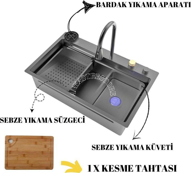 Teknolojik Akıllı Eviye Seti Antrasit 75X45 Cm Batarya Ve Aksesuarlar Dahil