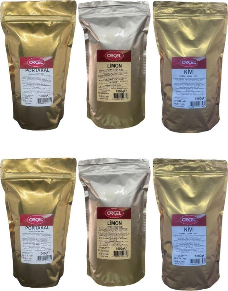 2Kg Portakal 2Kg Kivi 2Kg Limon Aromalı Içecek Tozu Oralet Sıcak Soğuk 6 Kg. Kafe Seti