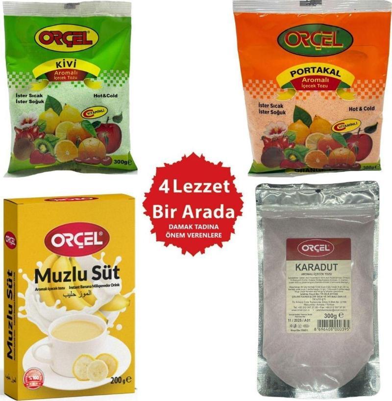 Karadut 300Gr Portakal 300 grKivi 300Gr Muzlu Süt 200Gr Aromalı Içecek Tozu Oralet Set