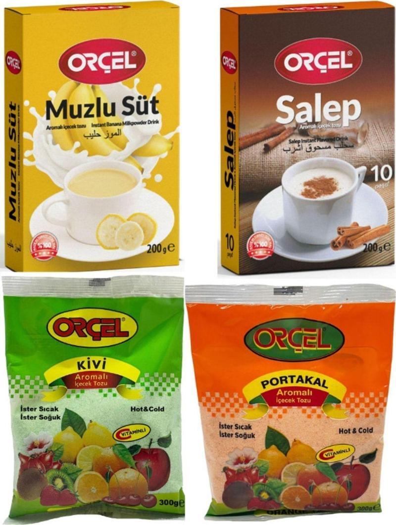 Salep 200 gr+ Muzlu Süt 200 gr+ Kivi 300 gr+ Portakal 300 grAromalı Içecek Tozu Oralet Çay