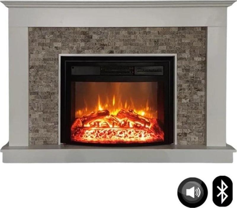 1110S Stone 1800W Ses Efektli Bluetoothlu Dekoratif Elektrikli Şömine