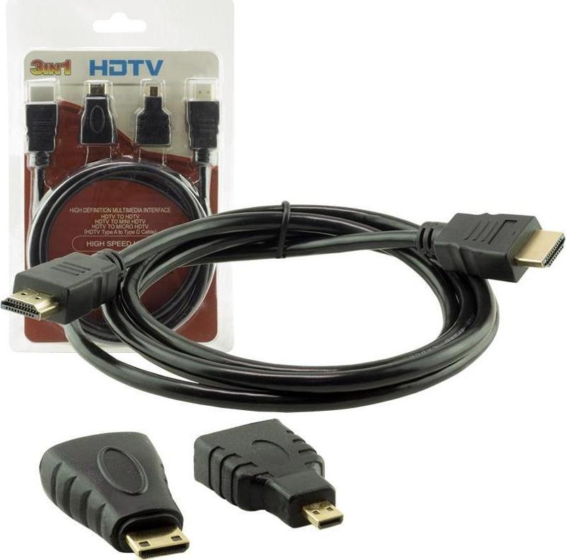 HDMI KABLO 1.5 METRE 3LÜ SET  (MICRO HDMI HDMI*MİNİ HDMI HDMI) 