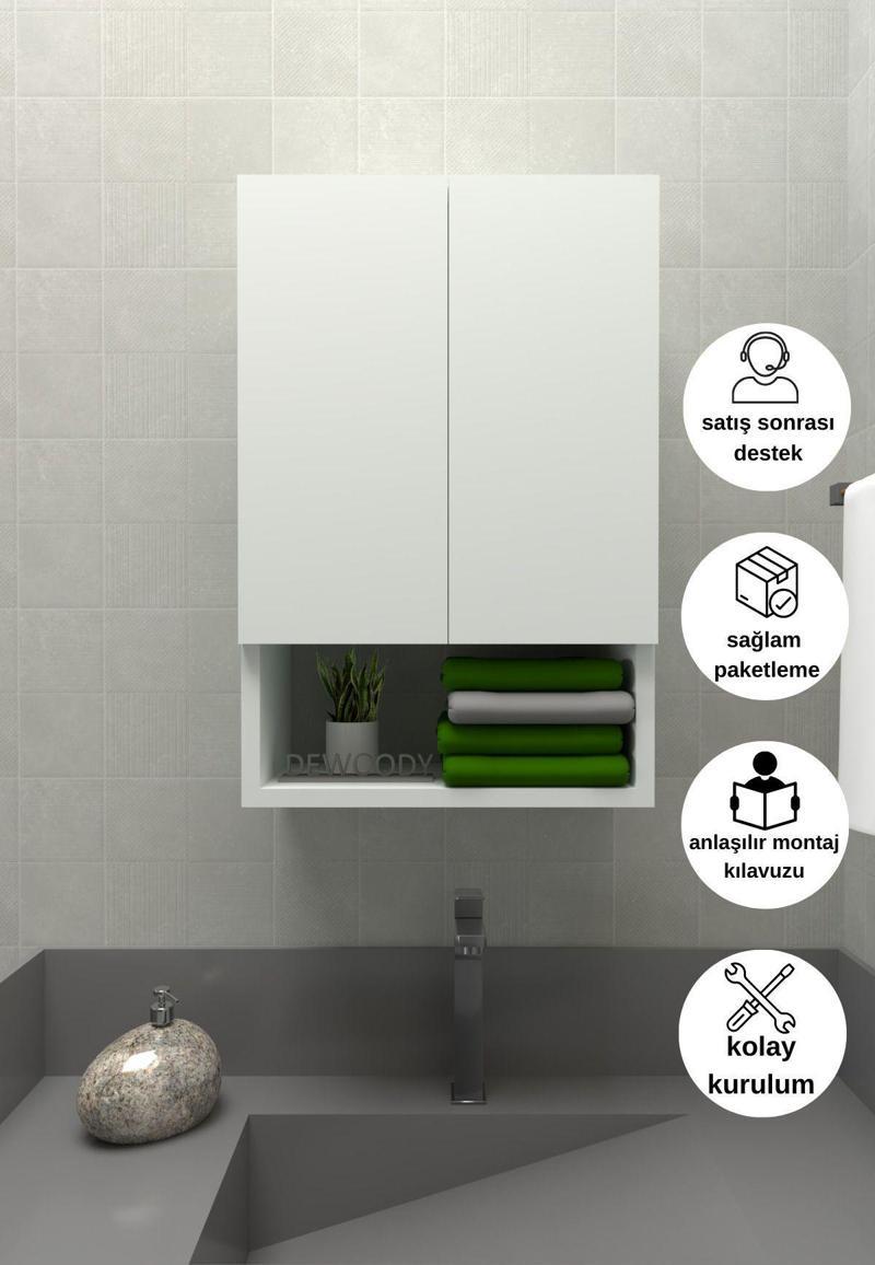 Banyo Ecza Dolabı Havlu Dolabı Raflı Düzenleyici Makine Üstü Dolap