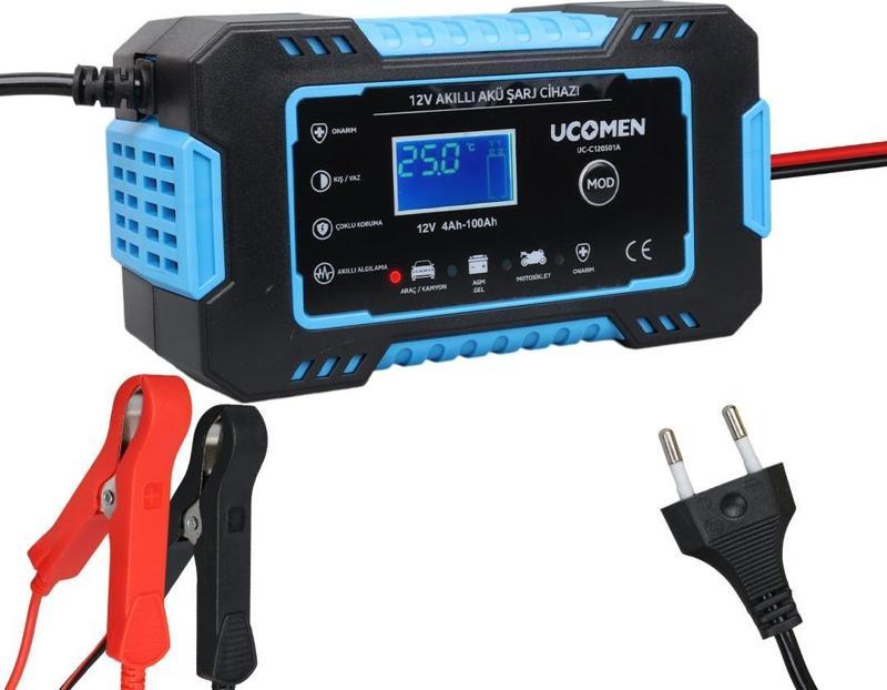 Ucomen UC-C120501A Mavi 12 Volt 6 Amper Kırmızı Led Göstergeli Akü Şarj Cihazı Oto Motor Akü Şarj Aleti