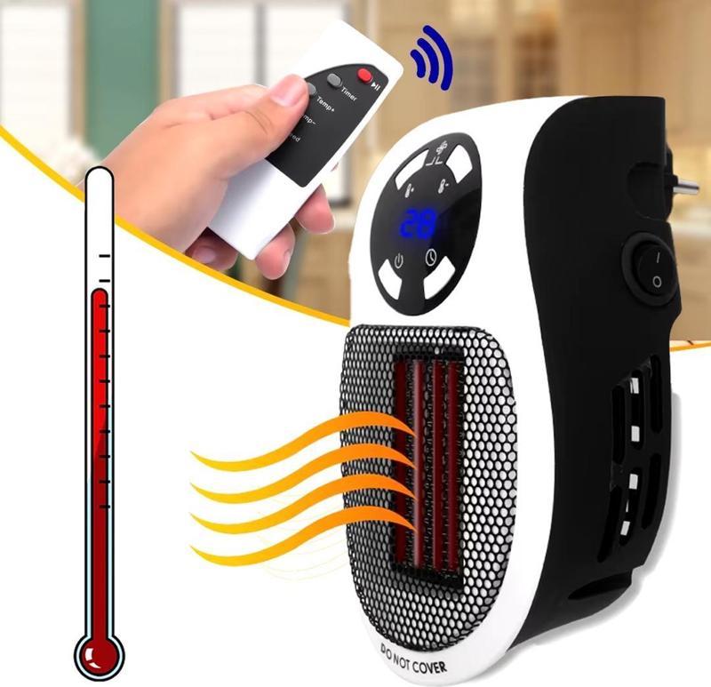Ayt Powermaster PM-20327 500 Watt Priz Tipi Uzaktan Kumandalı Taşınabilir Isıtıcı Zamanlayıcı Otomatik Kapanma