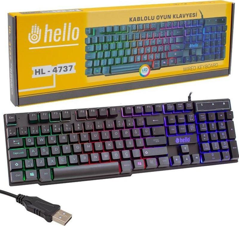 Ayt Hello HL-4737 Kablolu Oyuncu Gaming Klavye Q Klavye Rgb Işıklı Pc Bilgisayar Klavyesi