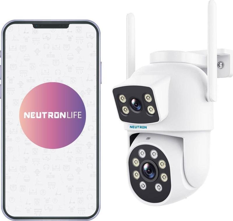 Nif Bilişim Neutron NTL-PT-13W-DBW2 Çift Kameralı 2mp HD Wi-Fi PAN/TİLT Dış Mekan IP Kamera