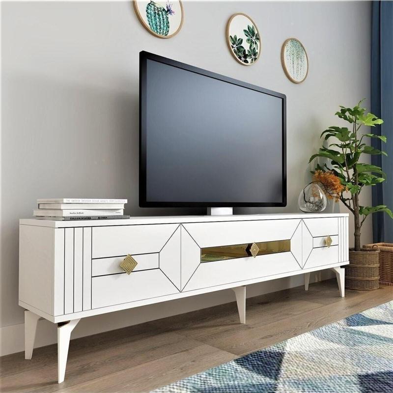Ceneyra 180 Cm Tv Ünitesi Beyaz-Altın