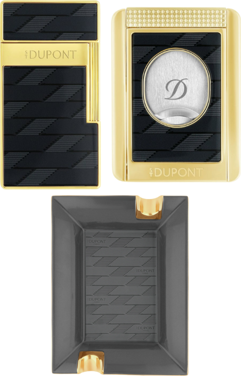 Lacquered Biggy Çakmak Kesici Küllük Üçlü Puro Seti