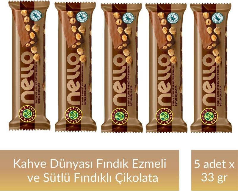 Fındık Ezmesi ve Bütün Fındıklı Sütlü Çikolata 33 gr x 5 Adet