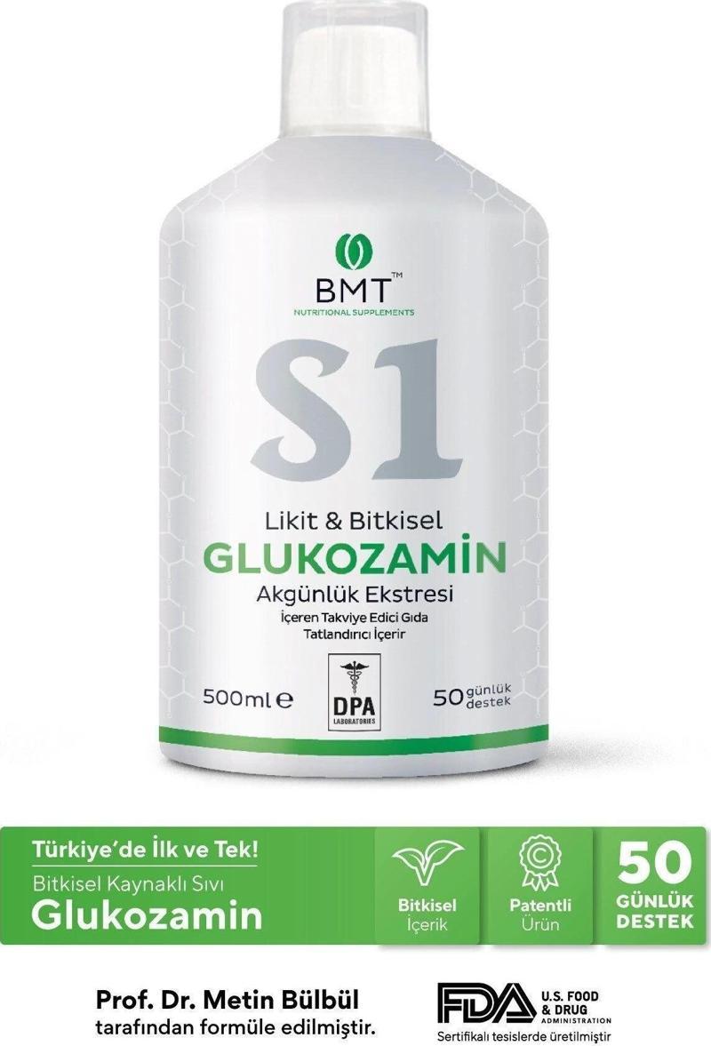 S1 Glukozamin™, Bitkisel Glukozamin ve Akgünlük Ekstresi Sıvı Takviye Edici Gıda 50 Gün Vegan 500ml