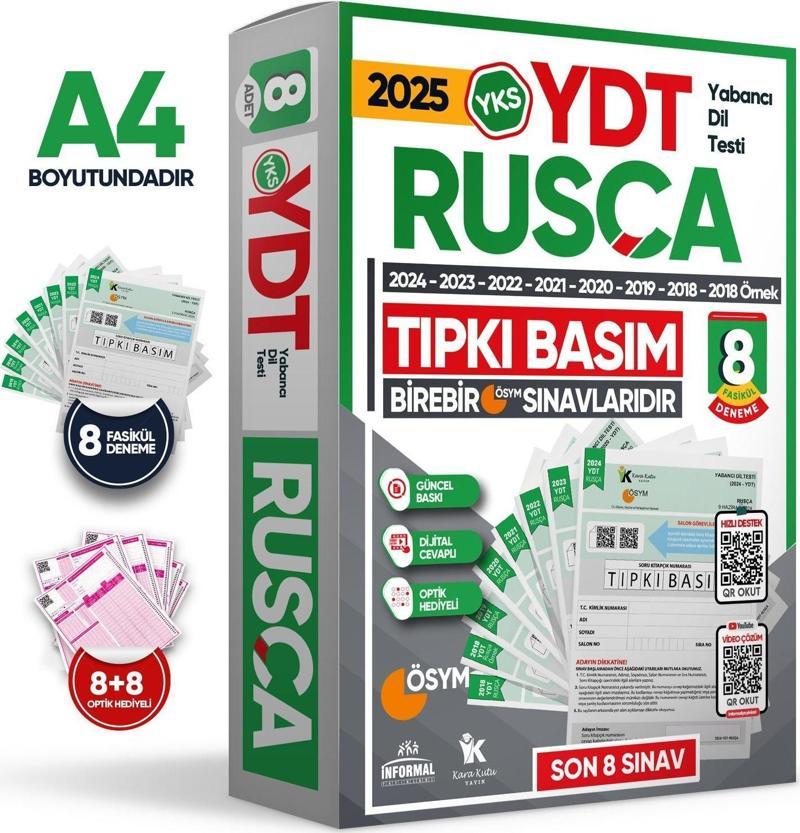 2025 YKS YDT (Yabancı Dil Testi) RUSÇA ÖSYM Çıkmış Soru Tıpkı Basım Deneme Paketi 8li Türkiye Geneli