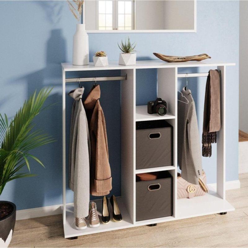 Tdesigno Funda Açık Giyinme Dolabı Çok Amaçlı Dolap Gardırop 80 Cm Beyaz