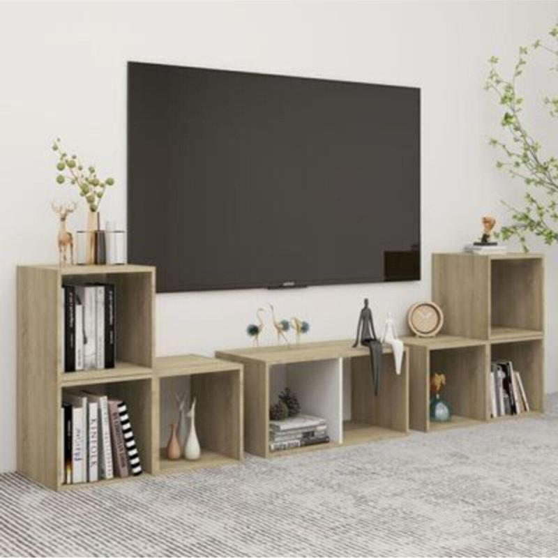 Tdesigno Tdesıgno Avcı Kitaplıklı Televizyon Sehpası - Ünitesi -Kitaplık-Beyaz 180 Cm 8 Raflı
