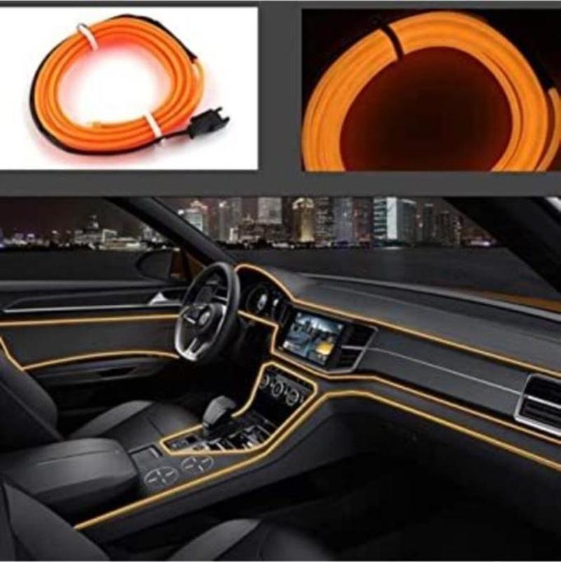 Araç İçi Torpido Şerit Ledi Renkli İp Neon Led 2 Metre Turuncu Açık