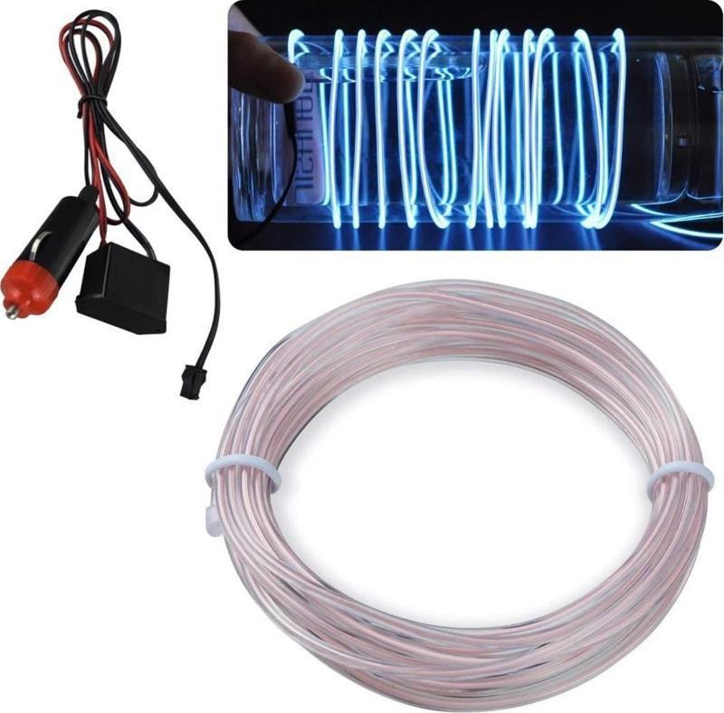 Araç İçi Torpido Şerit Ledi Renkli İp Neon Led 3 Metre Beyaz