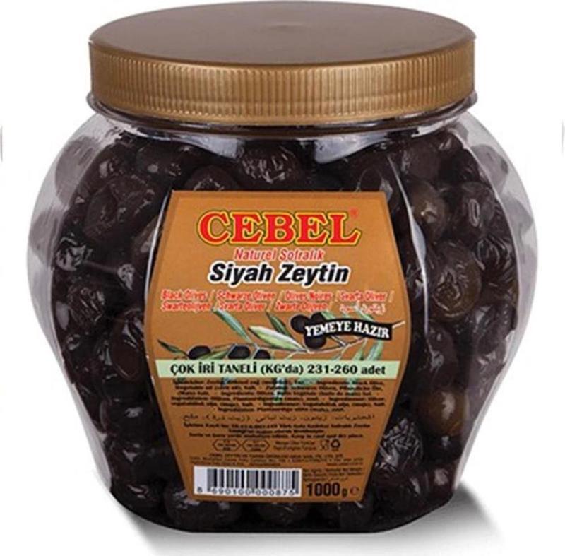 Siyah Zeytin Çok İri Taneli 231-260 Pet 1000 Gr