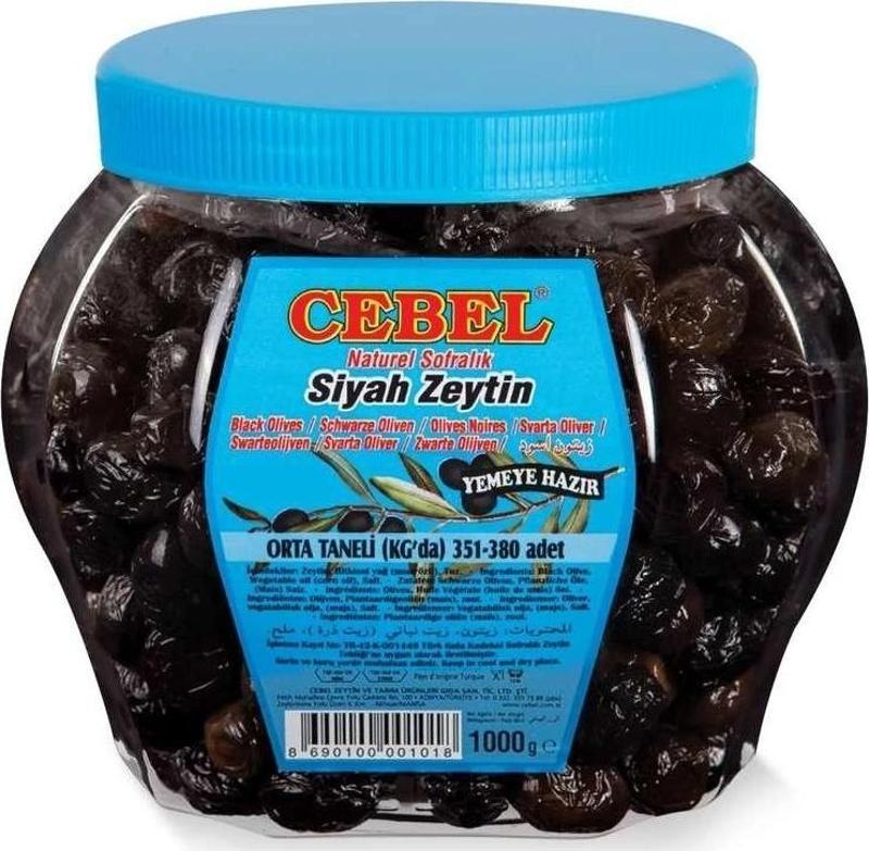 Siyah Zeytin Orta Taneli 351-380 Pet 1000 Gr