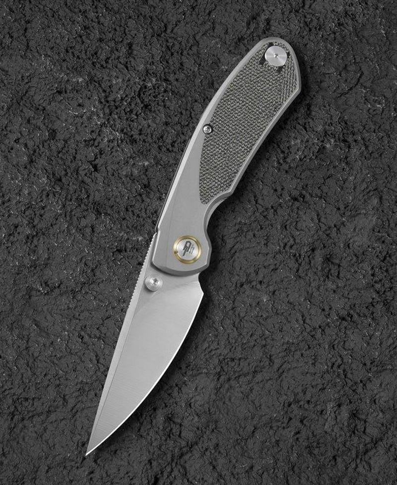 BESTECH LITO BT2307A Titanyum+Siyah Kanvas Micarta Kakma Sap M390 Çakı