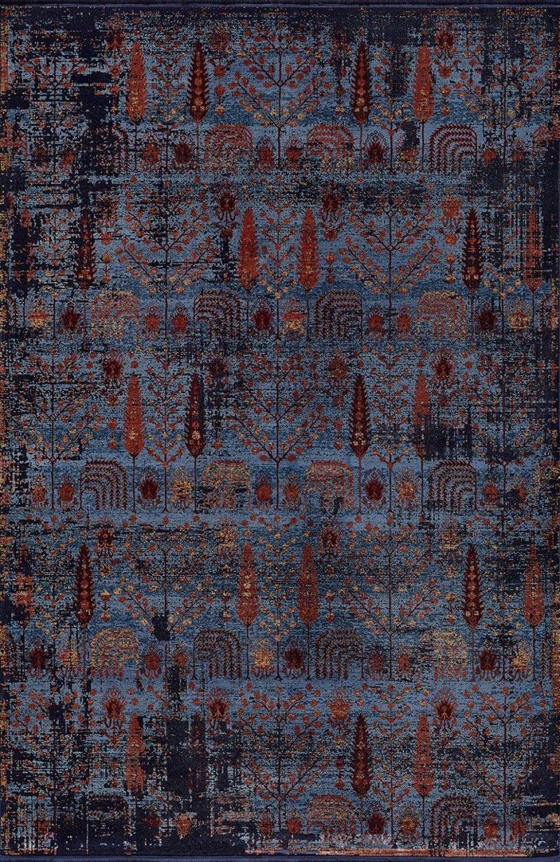Bella 06471B Lacivert Terra Bohem Retro Tarz İpek Halı