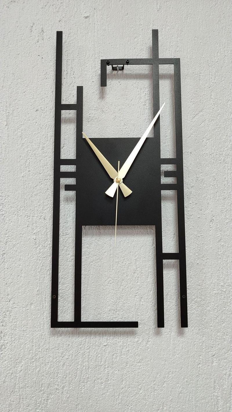Carisma Metal Siyah Dikdörtgen Duvar Saati - Ev - Ofis Saati - Hediye Saat - 50 x 22 Cm