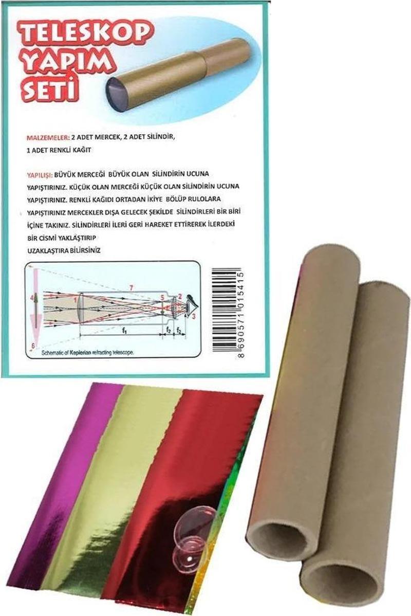 Teleskop Yapım Seti Mercekli 1 Paket Basit Teleskop Yapım Seti Mercek Deney Seti Silindir Karton