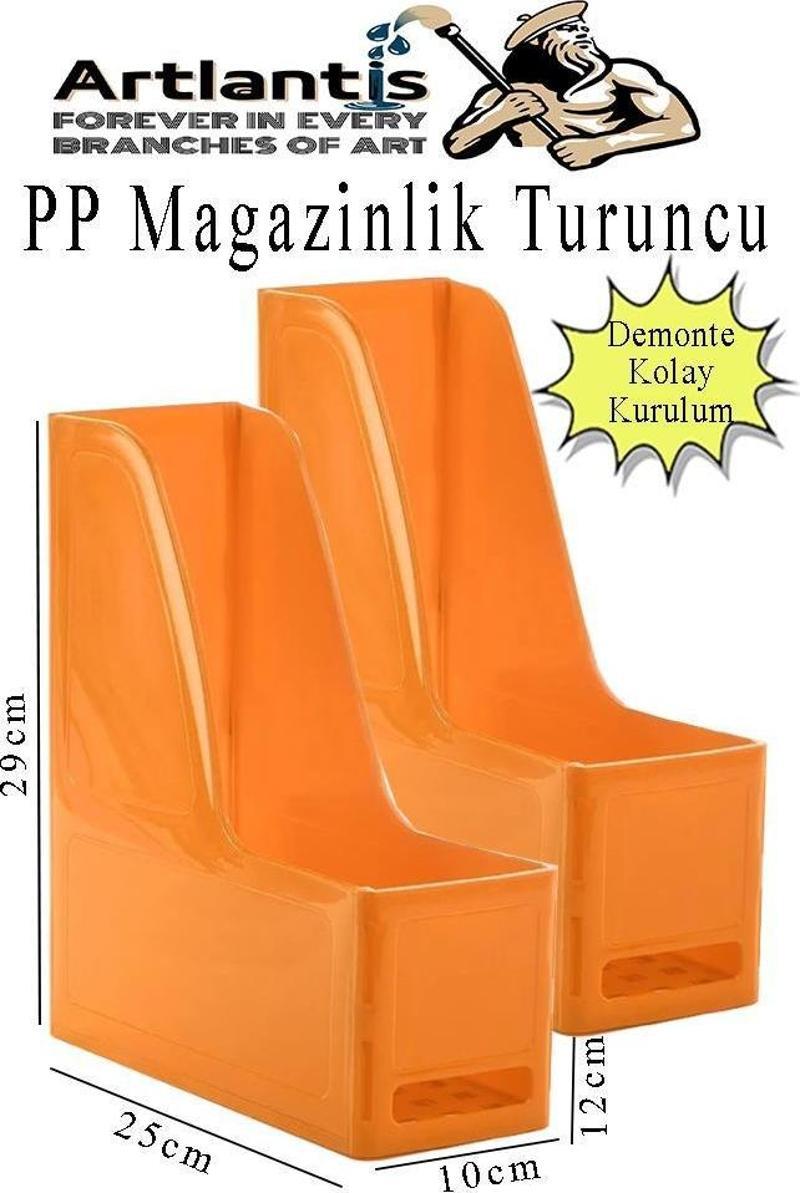 Turuncu Magazinlik Demonte Plastik 2 Adet Plastik Kutu Klasörü Magazinlik A4 Dosya ve Masa Düzenleyici Sınıf Ev Ofis