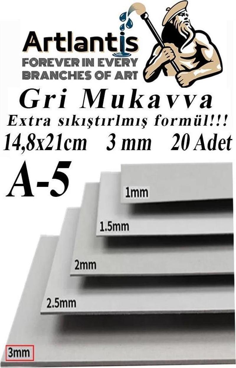 A5 Mukavva Gri 3 mm 20 Adet 1 Paket 14,8x21 cm A-5 Mukavva 3 mm Kalınlığında A-5 Mukavva