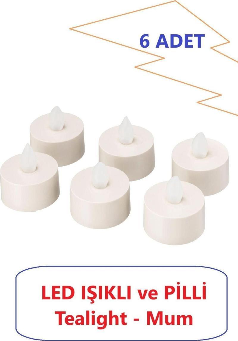 Led Mum Ledli Şamdan Mum Pilli Led Işıklı Mum Tea Light 6 Adet