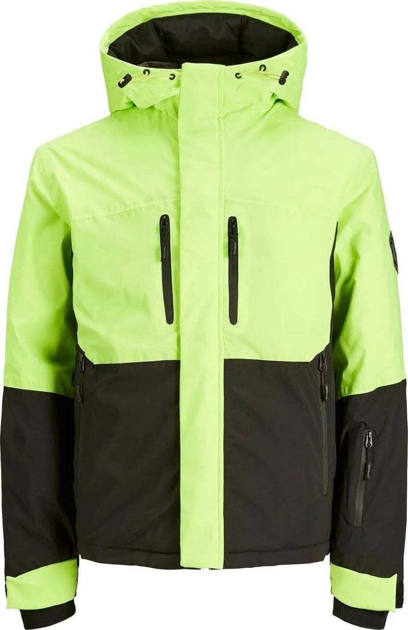 Jack & Jones Erkek Jcoalpıne Kapüşonlu Su Geçirmez Softshell Mont 12241637 Neon Yeşil