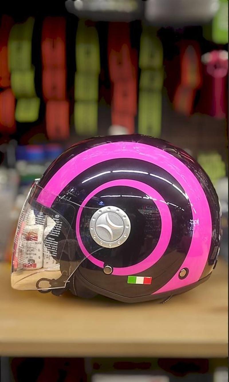 701 Açık Yarı Camlı Elektrikli Bisiklet Motosiklet Scooter Kaskı M Beden Pembe Siyah