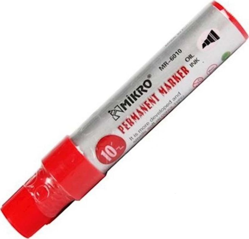 MR-6010 JUMBO PERMANENT MARKÖR KOLİ KALEMİ KESİK UÇ 10mm KIRMIZI
