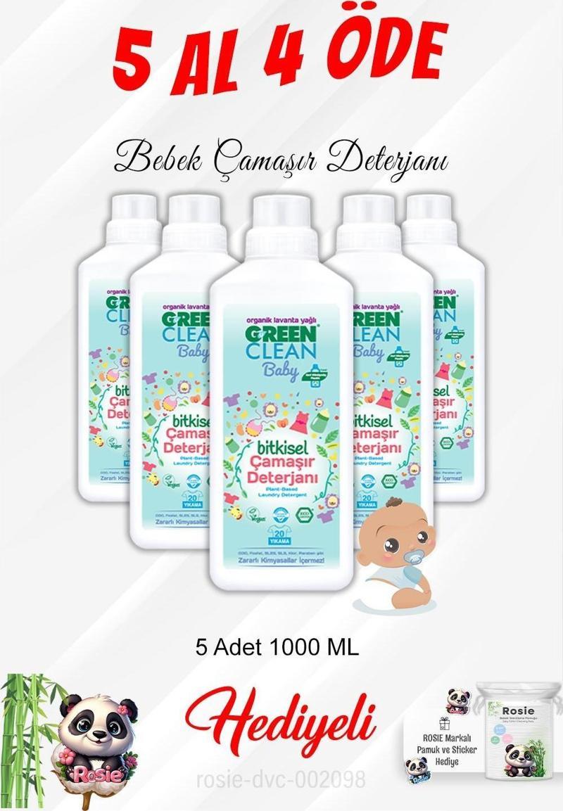 1000 ML Bebek Çamaşır Deterjanı 5 Al 4 Öde ve Rosie Pamuk