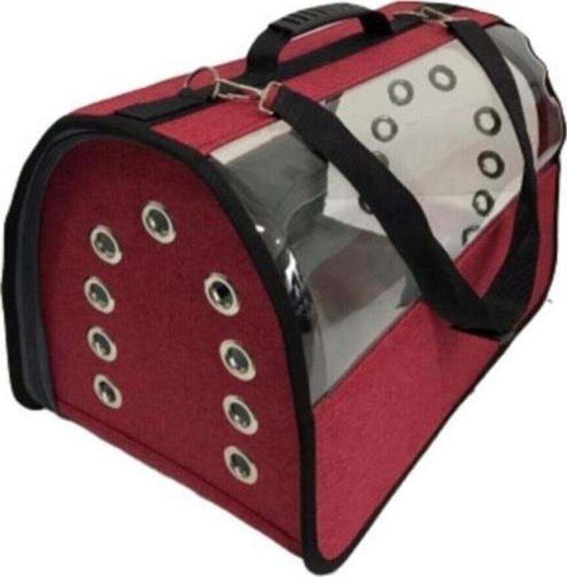 Pet Pretty Flybag Şeffaf Kedi Ve Köpek Taşıma Çantası Kırmızı 30x30x49 Cm Kırmızı