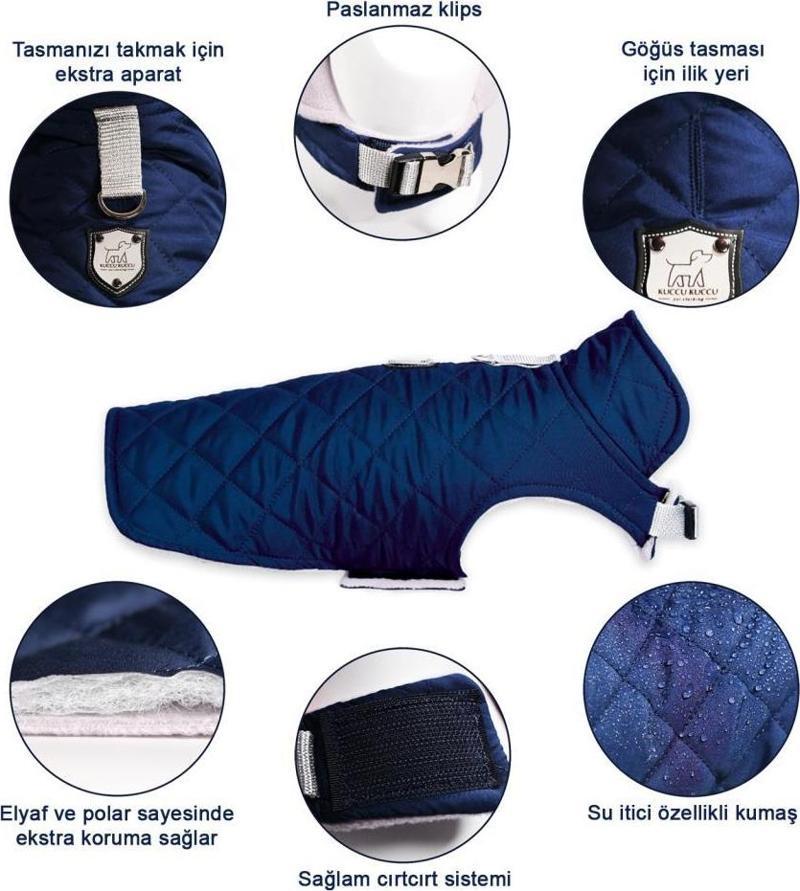Soft Kapitone Köpek Montu Lacivert XLarge
