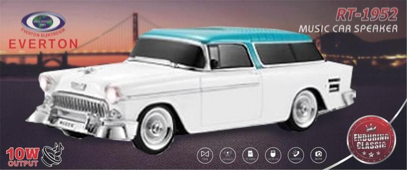 RT-1952 Beyaz Arabalı  Bluetooth Fm-Usb-Tf-Aux Şarjlı Nostaljik Radyo