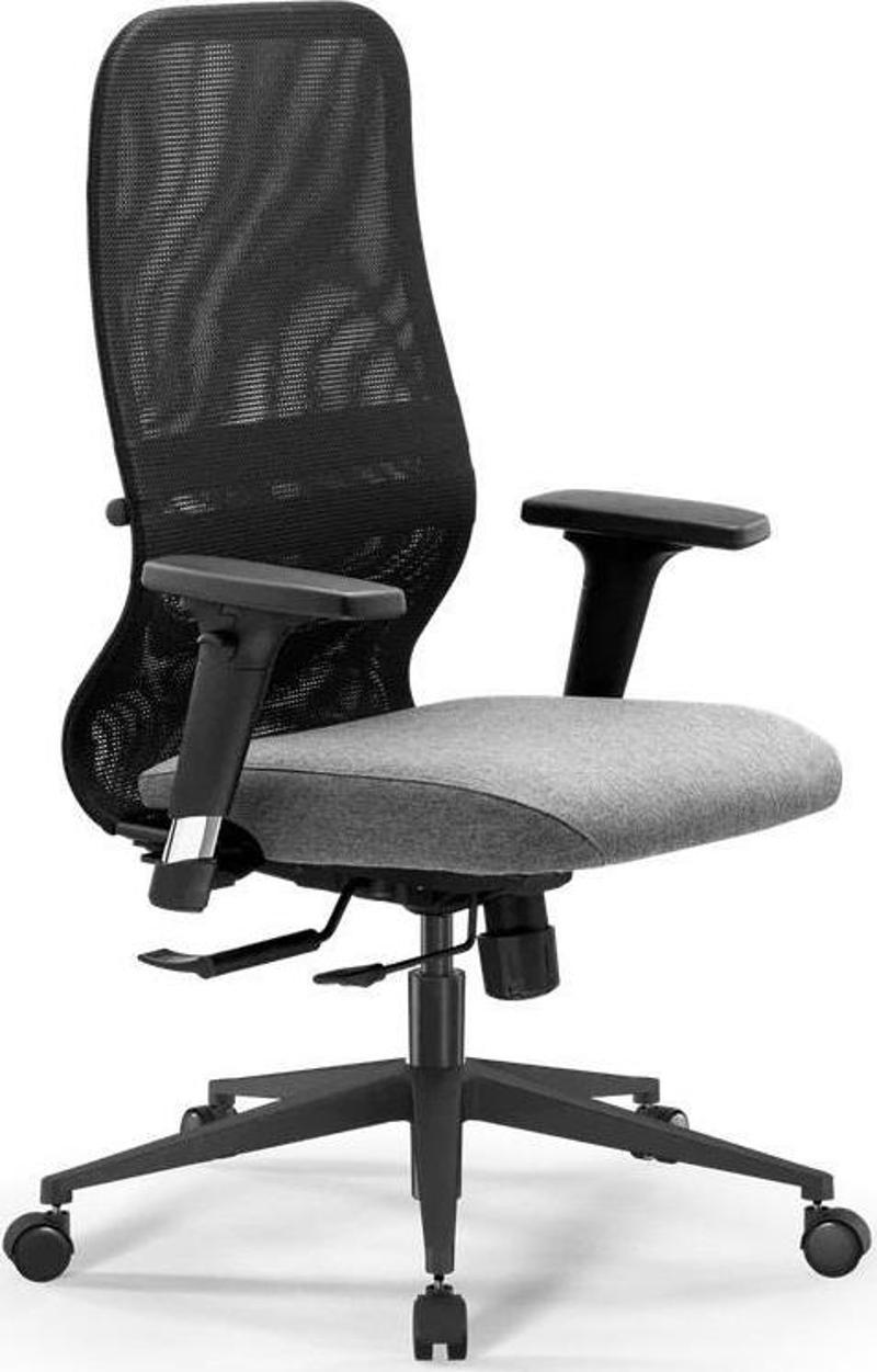 SynchroSit 8 Ergonomik Fileli Ofis Koltuğu / Çalışma Sandalyesi - 297.D.1.2F3 Açık Gri-Siyah