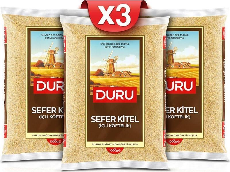 Duru 3'lü Sefer Kitel Bulgur (Içli Köftelik ) 1 kg x 3