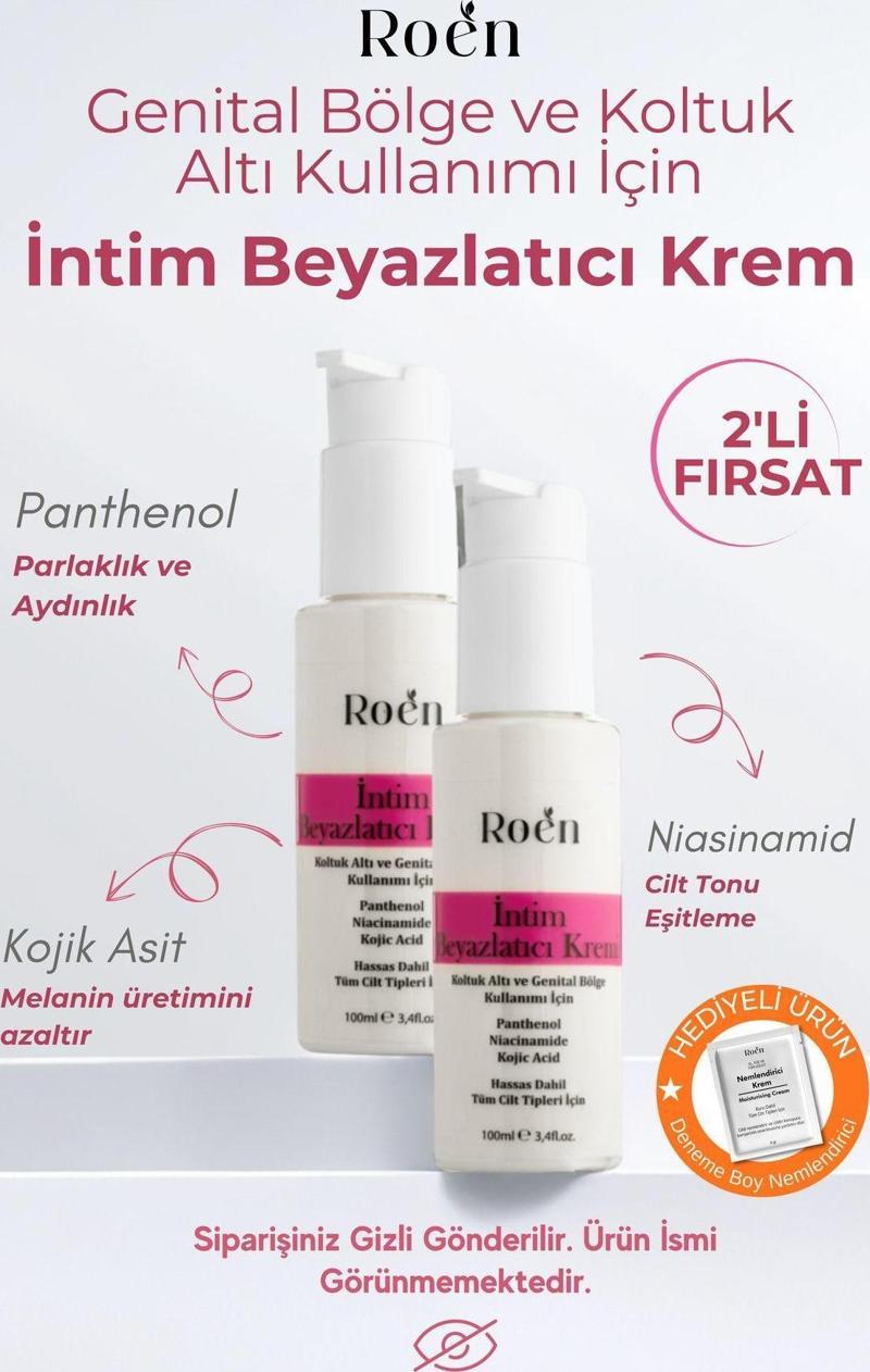 Genital Bölge Beyazlatıcı Krem, Kojik Asit & Niacinamide İçerikli İntim Beyazlatıcı Krem (100Mlx2 )