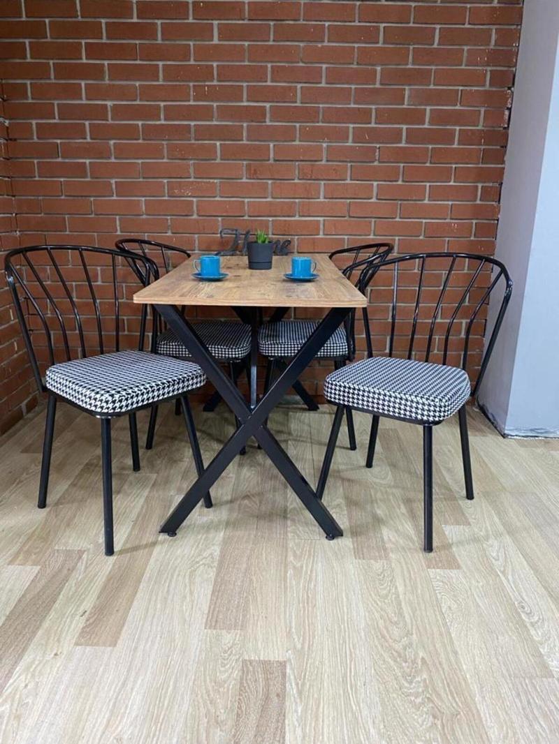 Masa Takımı Yemek Masası Mutfak Masası Balkon Masası - 70x110 Çam 4 Güneş Sandalye