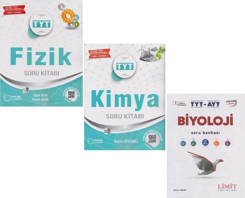 Palme TYT Fizik ve Kimya Limit TYT AYT Biyoloji Soru Bankası 3 Kitap Set