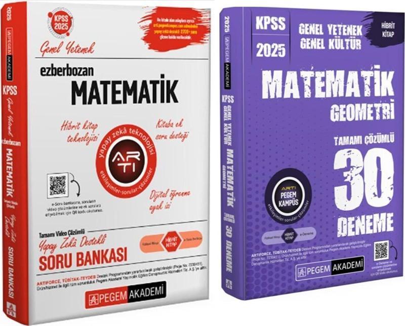 Pegem Yayınları 2025 KPSS Matematik Soru Bankası ve Deneme Seti 2 Kitap