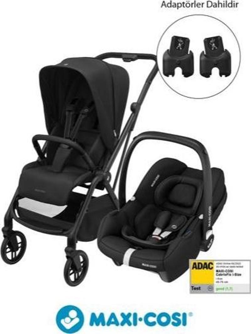 Leona2-Cabriofix I-Size Tek Elle Katlanabilen Ultra Kompakt Çift Yönlü Seyahat Sistem Bebek Arabası Black