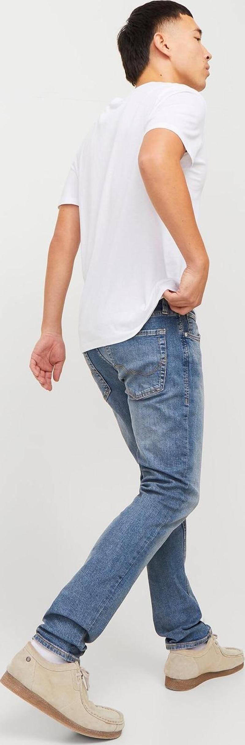 Jack & Jones Erkek Jjıglenn Düşük Bel Slim Fit Jean Pantolon 12258826 Mavi