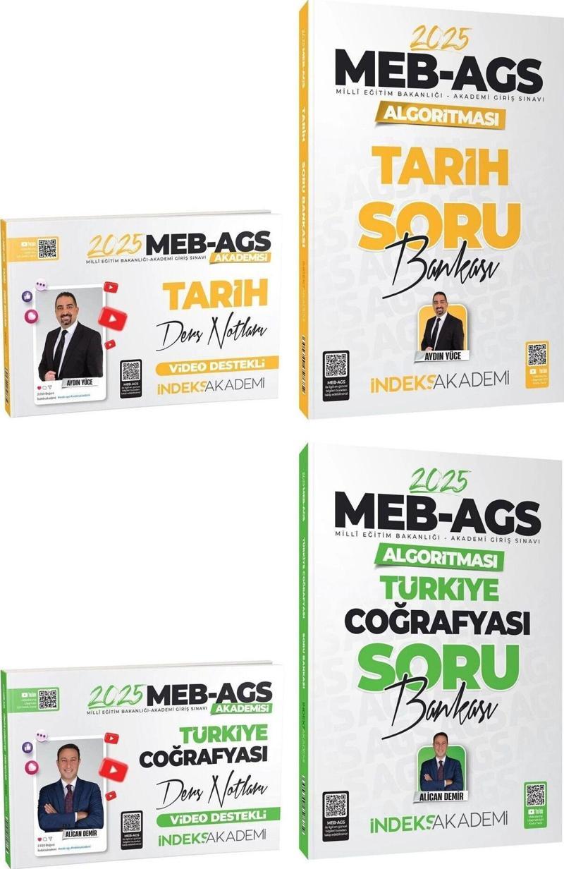 İndeks Akademi 2025 MEB-AGS Akademisi Tarih+Türkiye Coğrafyası Ders Notları + Soru Bankası 4 lü Set
