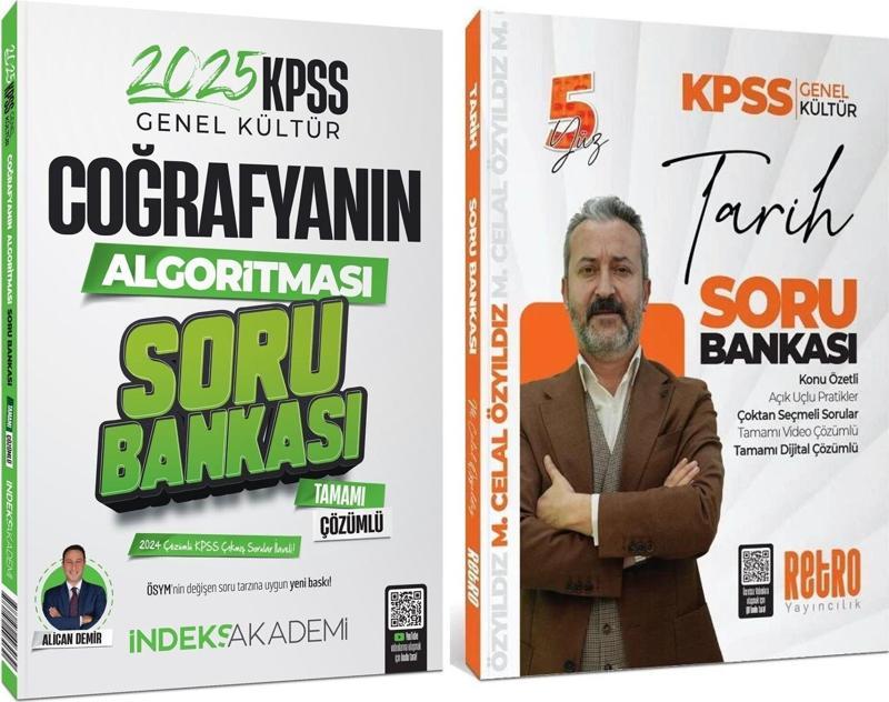 Retro + İndeks 2025 KPSS Tarih 5Yüz + Coğrafya Soru Bankası 2 li Set - Mehmet Celal Özyıldız Retro + İndeks
